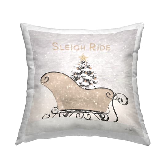 Stupell Industries Sleigh Ride Christmas Winter Throw Pillow